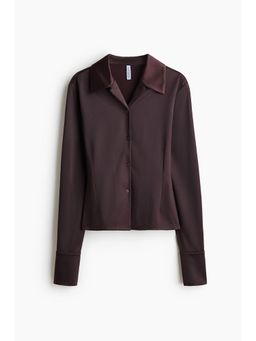 H&M - Women Brown Fitted Jersey Shirt