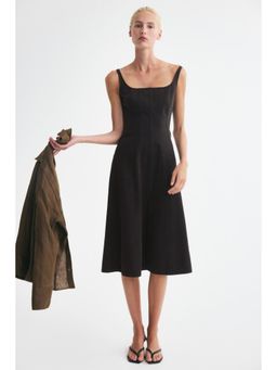 H&M - Women Brown Denim Midi Dress