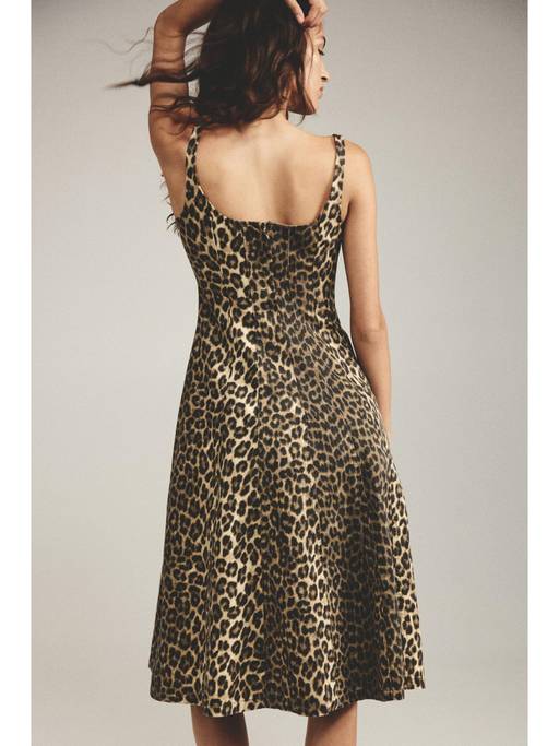 Buy H&M Women Beige Denim Midi Dress (6) Online