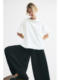H&M - Women White Bubble-Hem Cotton Top