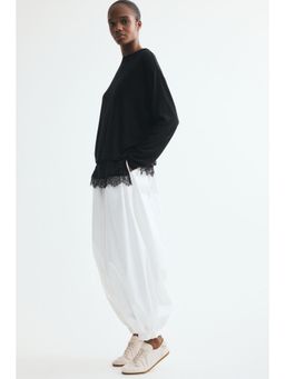H&M - Women Black Layered Lace-Trimmed Top
