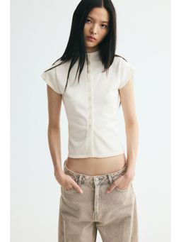 H&M - Women White Fine-Knit Viscose-Blend Top