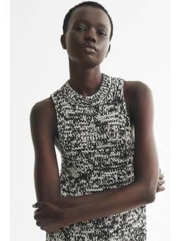 H&M - Women Black Textured-Knit Vest Top