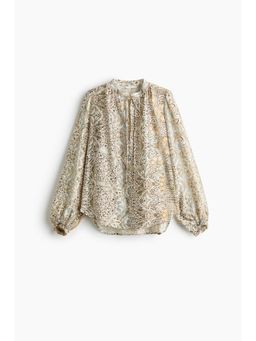 H&M - Women Beige Tie-Detail Blouse