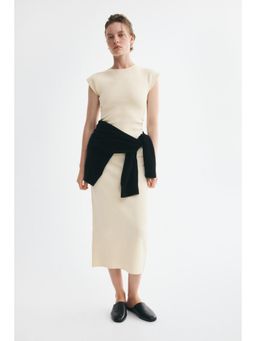 H&M - Women Beige Draped Midi Dress