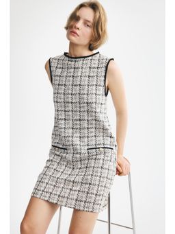 H&M - Women White Fringed Boucle-Knit Dress