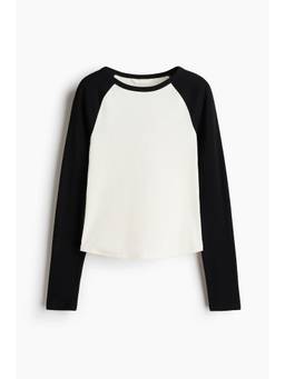 H&M - Women White Raglan-Sleeved Cotton Top