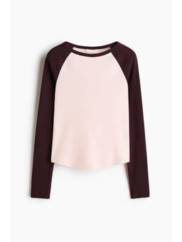 H&M - Women Pink Raglan-Sleeved Cotton Top