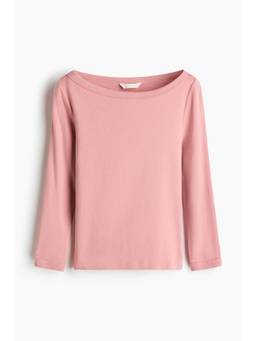 H&M - Women Pink Long-Sleeved Boat-Neck Top