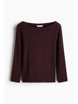 H&M - Women Red Long-Sleeved Boat-Neck Top