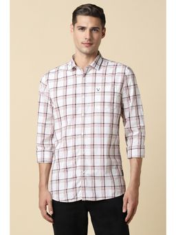 Allen Solly - Men White Custom Fit Checks Full Sleeves Casual Shirt