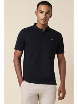 Allen Solly - Men Navy Blue Solid Collar Neck Polo T-Shirt