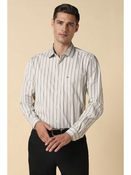 Allen Solly - Men Beige Slim Fit Stripes Full Sleeves Formal Shirt