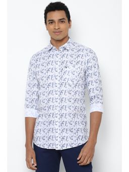 Allen Solly - Men White Slim Fit Printed Full Sleeves Casual Shirt