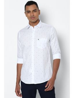 Allen Solly - Men White Slim Fit Printed Full Sleeves Casual Shirt