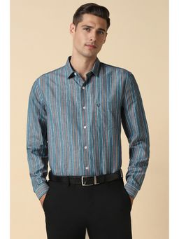 Allen Solly - Men Blue Slim Fit Stripes Full Sleeves Formal Shirt