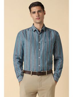 Allen Solly - Men Navy Blue Slim Fit Stripes Full Sleeves Formal Shirt