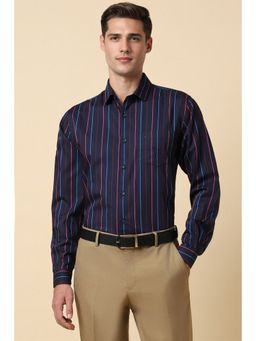 Allen Solly - Men Navy Blue Slim Fit Stripes Full Sleeves Formal Shirt