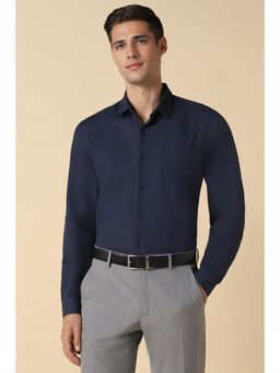 Allen Solly - Men Navy Blue Slim Fit Solid Full Sleeves Formal Shirt