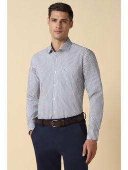 Allen Solly - Men Grey Slim Fit Stripes Full Sleeves Formal Shirt
