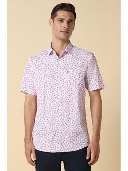 Allen Solly - Men Pink Slim Fit Printed Half Sleeves Casual Shirt