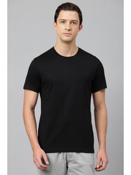 Van Heusen - Men Black Solid Crew Neck T-Shirt
