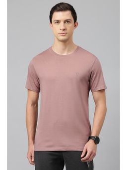 Van Heusen - Men Pink Solid Crew Neck T-Shirt