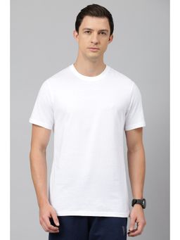 Van Heusen - Men White Solid Crew Neck T-Shirt