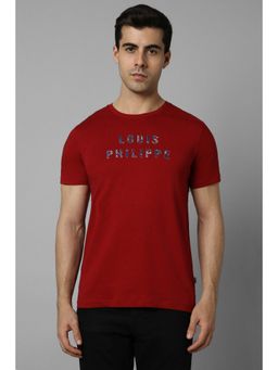 Louis Philippe - Men Red Crew Neck T-Shirt