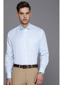 Louis Philippe - Men Blue Classic Fit Textured Full Sleeves Formal Shirt