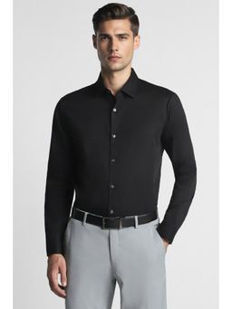 Peter England - Men Textured Black Slim Fit Formal Shirt