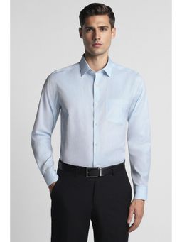 Peter England - Men Textured Blue Slim Fit Formal Shirt