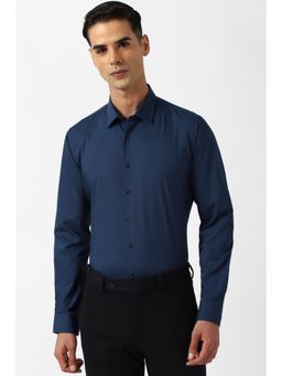 Van Heusen - Men Navy Blue Slim Fit Solid Full Sleeves Formal Shirt