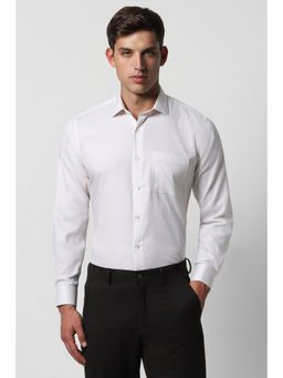Van Heusen - Men White Regular Fit Printed Full Sleeves Formal Shirt
