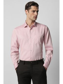 Van Heusen - Men Pink Regular Fit Self Design Full Sleeves Formal Shirt