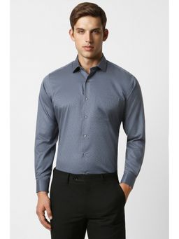 Van Heusen - Men Grey Regular Fit Printed Full Sleeves Formal Shirt