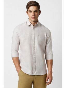 Van Heusen - Men Off White Slim Fit Textured Full Sleeves Casual Shirt