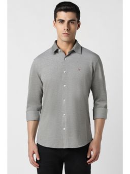 Van Heusen - Men Grey Solid Full Sleeves Casual Shirt