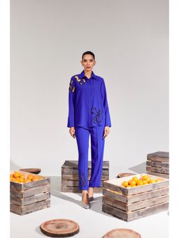 House of Zeniaa - Abstract Blue Cut Out Co-Ord (Set of 2)