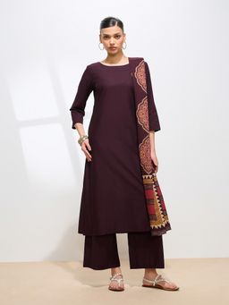 Shaily - Graceful Purple Cotton Kurta With Palazzo & Dupatta