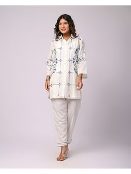 Zolo Label - Elegant Women’S White Embroidered Co-Ord Set