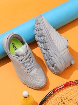 Cantabil - Men Light-Grey Self Design Comfortable Casual Sneakers