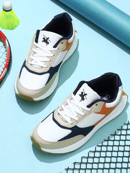 Cantabil - Men White Self Design Comfortable Casual Sneakers