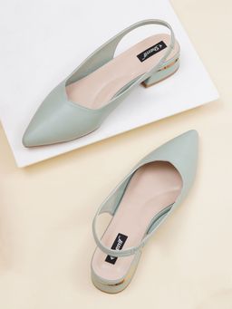 Sherrif Shoes - Women's Green Casual Slip-On Pointed Toe Solid Mules Heels