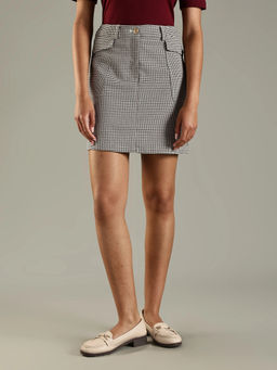 Tommy Hilfiger - Beige Polyester Regular Fit Self Design Mini Skirt