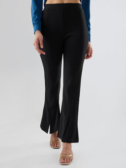 Spykar - Black Polyester Blend Mid Waist Regular Fit Boot Cut Leg Pant