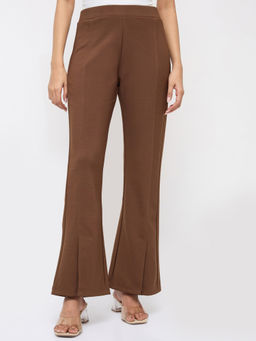 Spykar - Brown Polyester Blend Mid Waist Regular Fit Flared Leg Pant