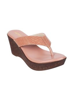 Metro - Womens Pink Platform HeelsMetro Women Textured Pink Wedges