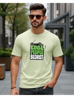 Bewakoof - Men's Fog Green Cool People Bedrot Typography T-Shirt