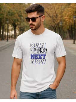 Bewakoof - Men's White Own The Next Now Typography T-Shirt